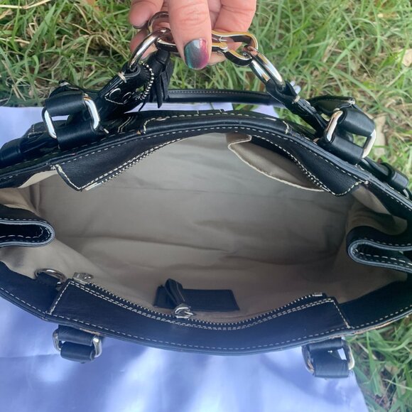 COACH HAMPTON COLLECTION Black Pebbled Leather Shoulder Bag - Picture 11 of 15